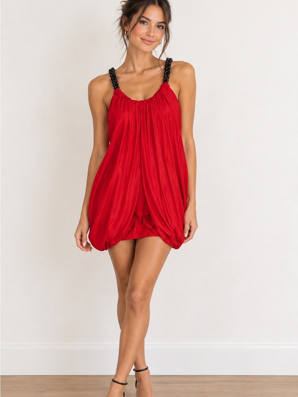 Yigal Azrouel Red Draped Sleevelesss Top Chunky Chain Detail Holiday